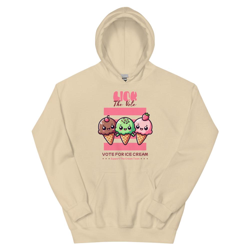 Lick The Vote Kawaii Ice Cream Hoodie - Sand Color - https://ascensionemporium.net